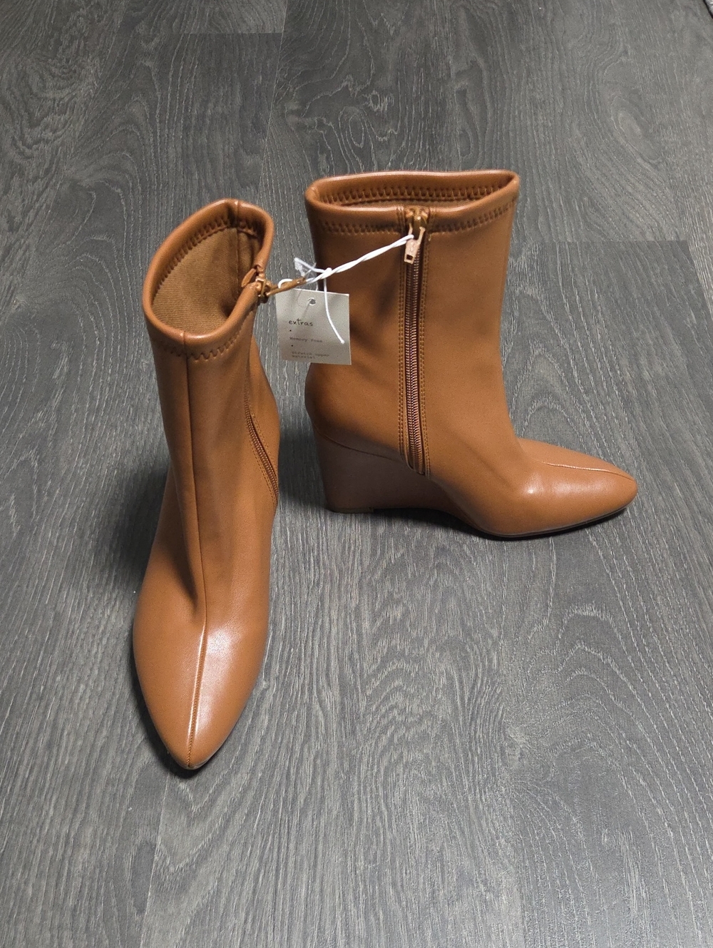 NWT A New Day Women's Tan Wedge Ankle Boots Size 6